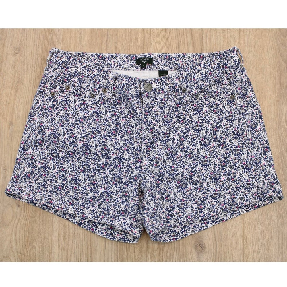 J. Crew Floral Stretch Denim Shorts Size 8